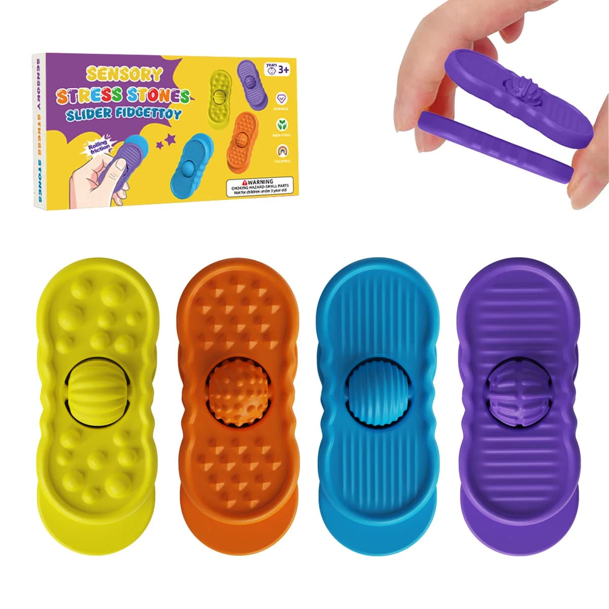 Fidget Toys – boule roulante, pierre sensorielle texturée, pierres d'inquiétude pour l'autisme, apai