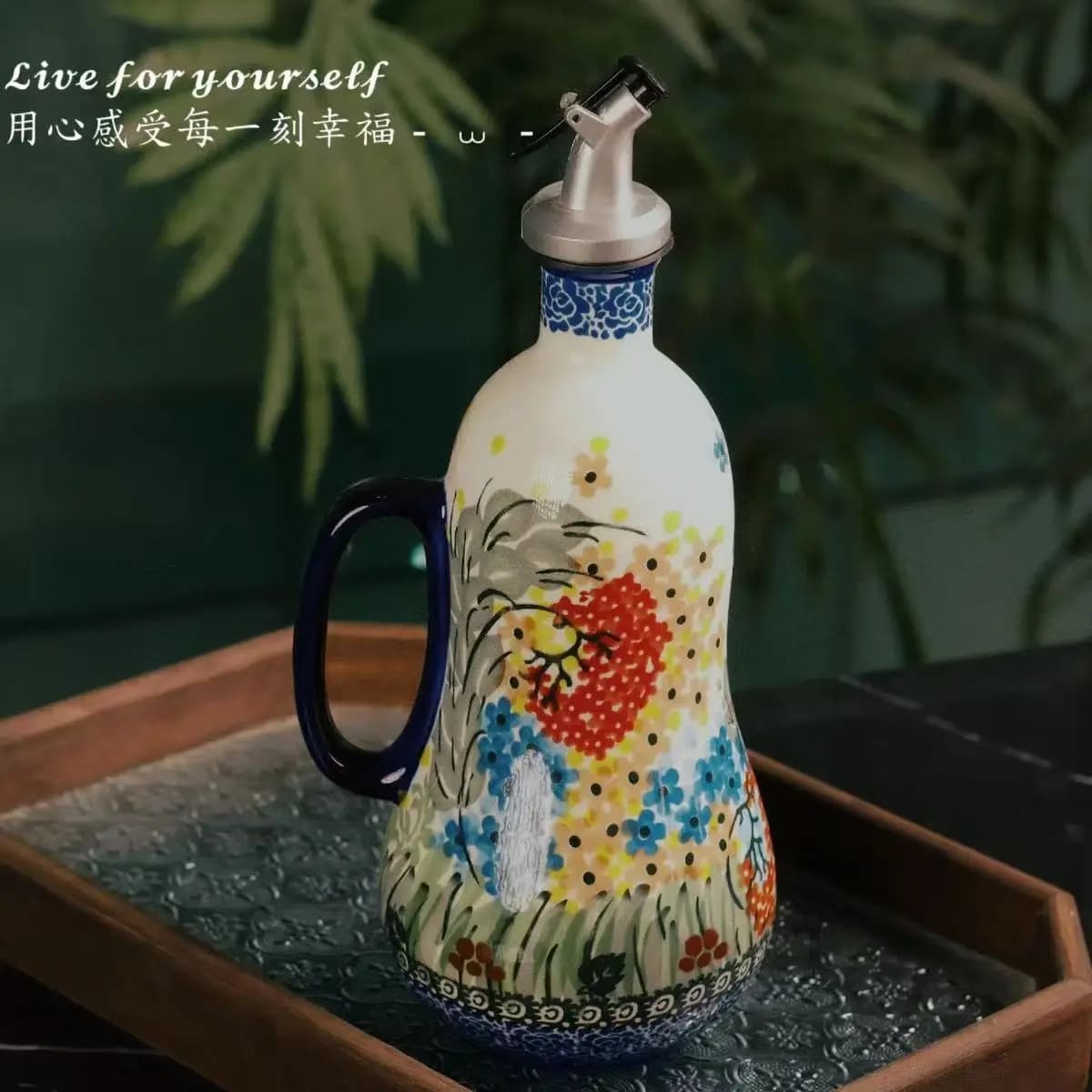 Pot d'huile en céramique, bouteille d'huile végétale Anti-suspension Anti-fuite domestique, Pots de 