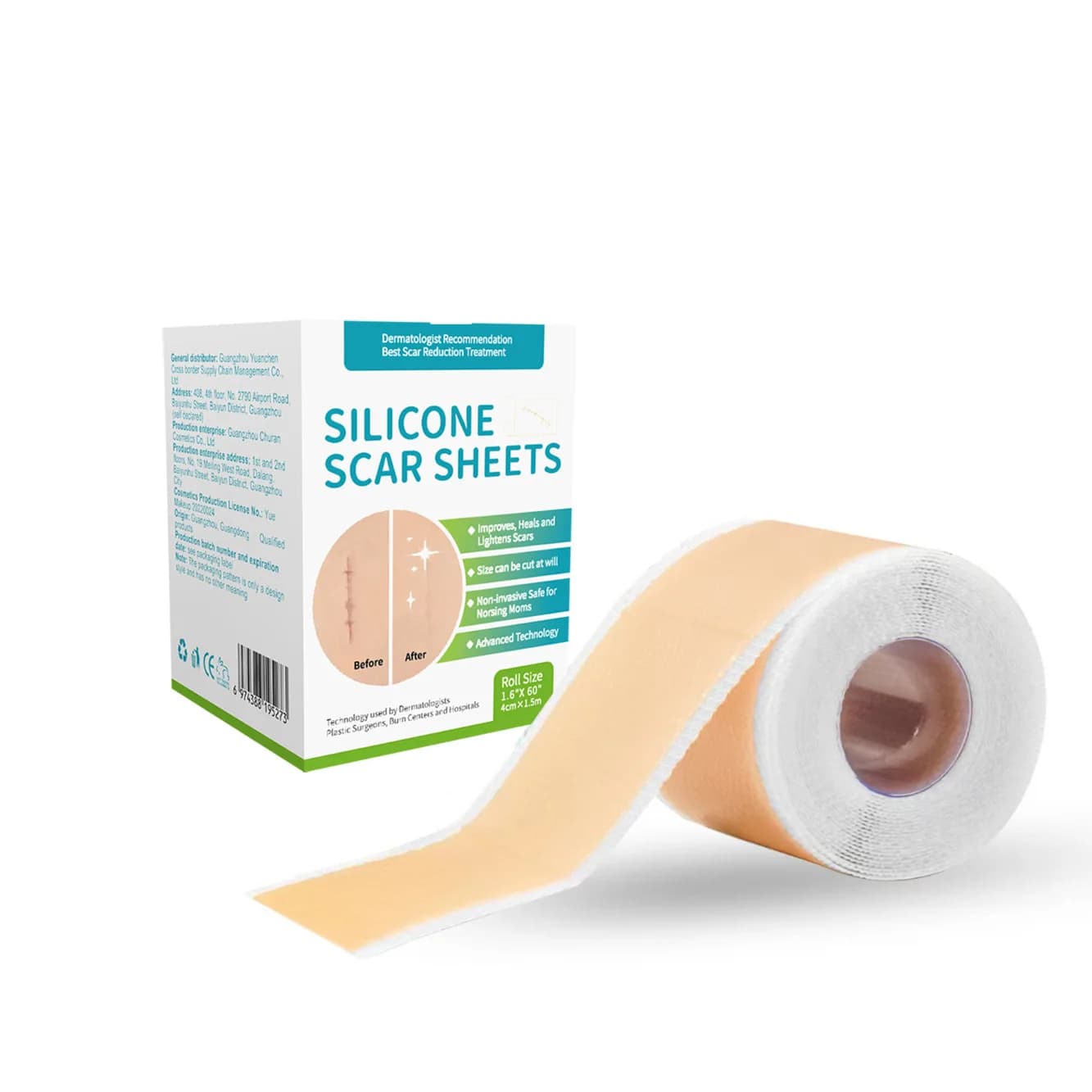 1 rouleau = feuilles de cicatrices en Silicone de 4cm x 1.5m, ruban de couverture de cicatrice auto-