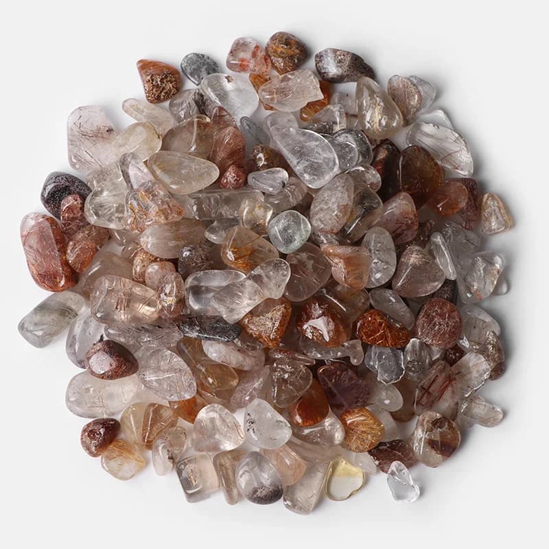 Cristaux de gravier en pierre naturelle, 5-8mm, Quartz rutilé, minéraux de minerai, Reiki, spécimen 