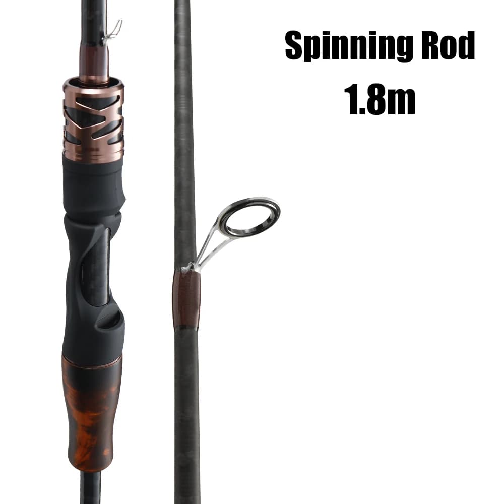 ROLLFISH ML Action Canne à leurre Spinning/Baitcasting en fibre de carbone - Canne à pêche de voyage