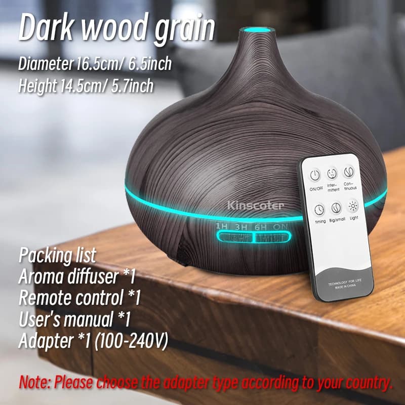 Diffuseur d'huiles essentielles d'aromathérapie de haute qualité 500ml, humidificateur d'air ultraso