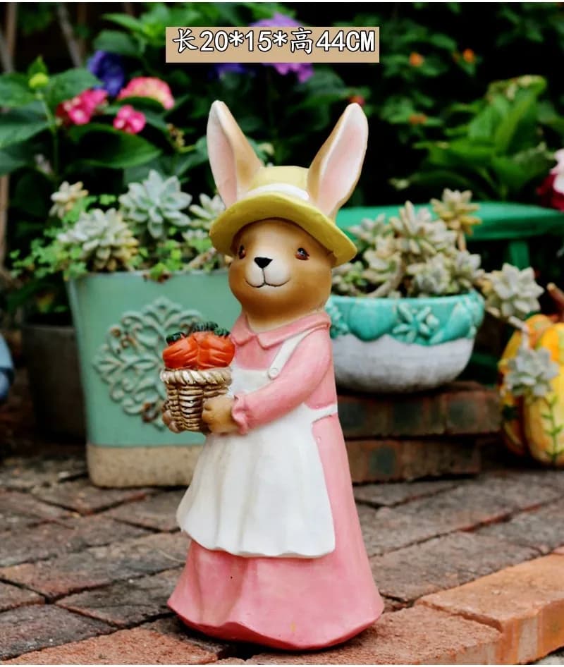Statue de jardin de lapin en plein air, décor d'animaux de dessin animé, Villa, cour, Sculpture de p