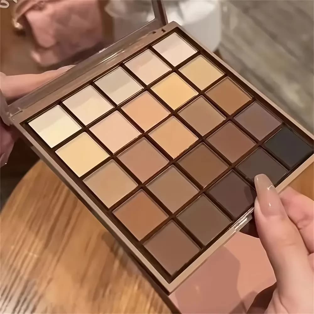Palette de fards à paupières 25 couleurs, mat et scintillant, brun cochon nu, café chocolat, maquill
