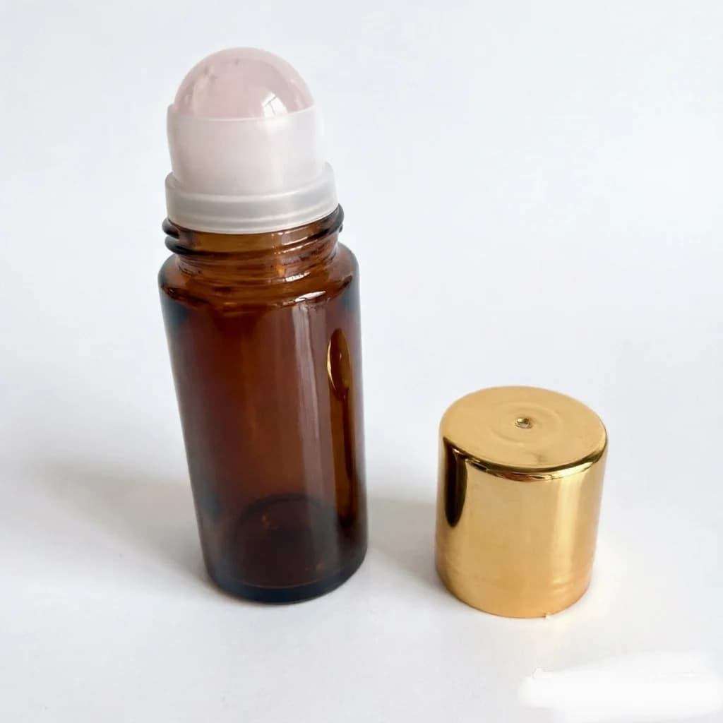 Bouteilles à bille en quartz de 50 ml pour huiles essentielles, flacons roll-on en verre ambré avec 