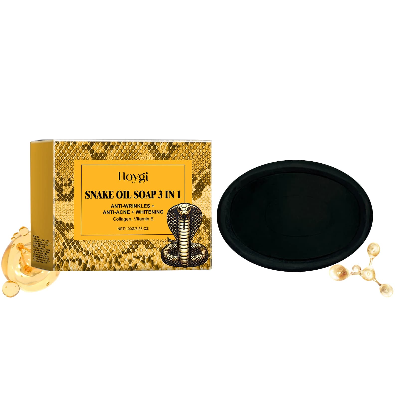 Savon nettoyant à l'huile de serpent – Nettoyage doux pour le visage, feuilles de peau tendre et lis