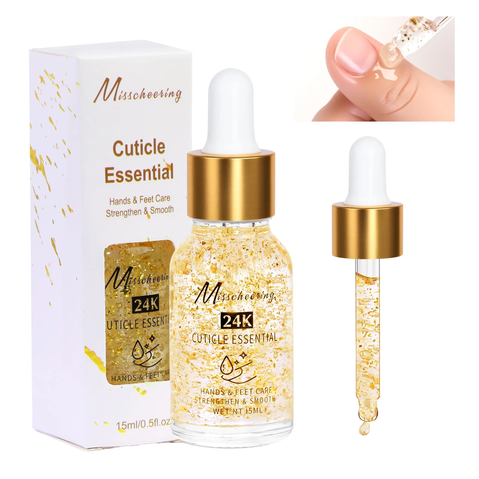 Huile nutritive pour cuticules d'ongles, feuille d'or 24k, Essence pour cuticules, soin des ongles, 