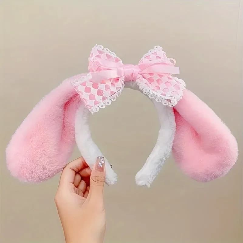 Adorable bandeau oreilles cannelle avec nœud, couvre-chef de chiot moelleux pour femmes et filles, a