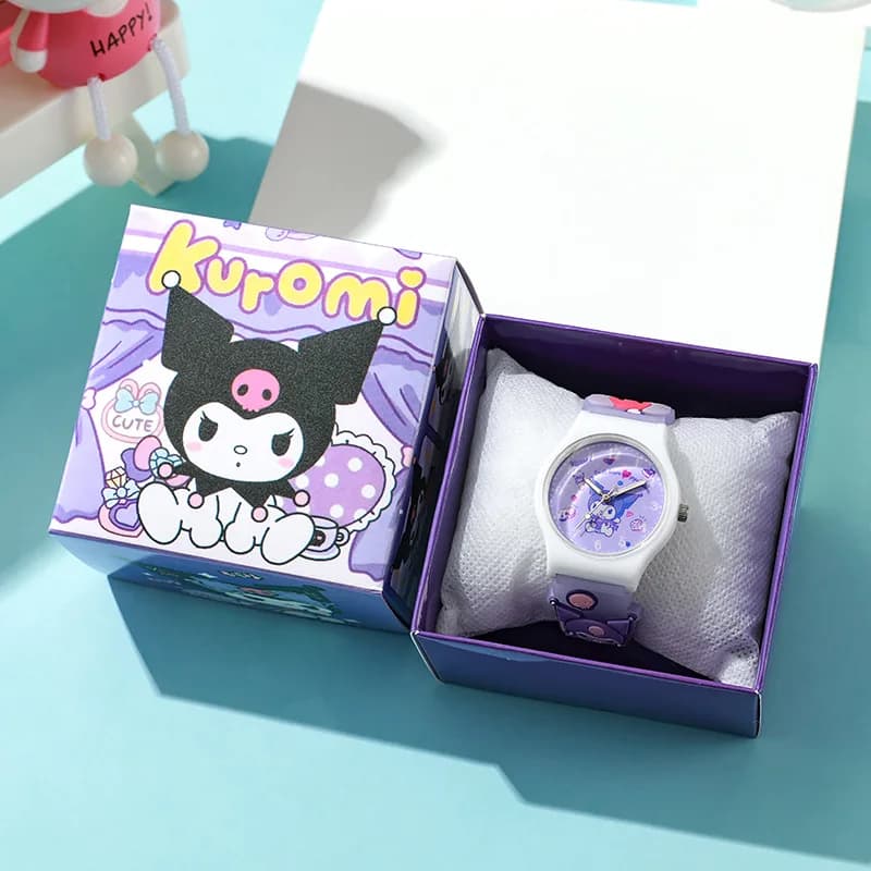 3D Hello Kitty enfants montres avec boîte cannelle Kuromi mélodie filles montre Anime figurines modè
