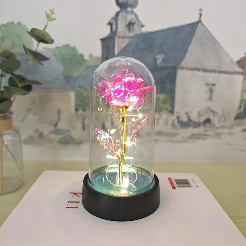 Roses artificielles, cadeau de saint valentin pour petite amie, Rose éternelle, feuille lumineuse LE