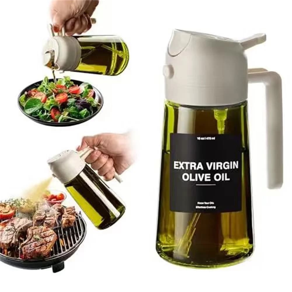 Distributeur d'huile d'olive, pulvérisateur pour la cuisson 2 en 1, vaporisateur et verseur, bouteil