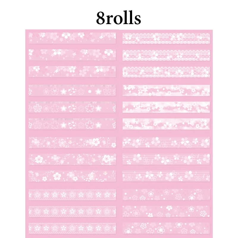 8 rouleaux de ruban Washi à motif de fleurs de cerisier, décoration rose frais pour journaux, utilis