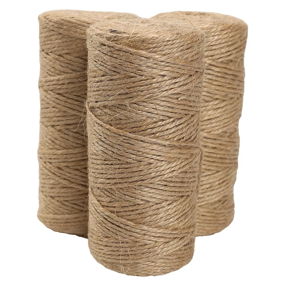 3 rouleaux de cordons de chanvre torsadés de 100m x 2mm, corde Macram, ruban d'emballage cadeau, fou