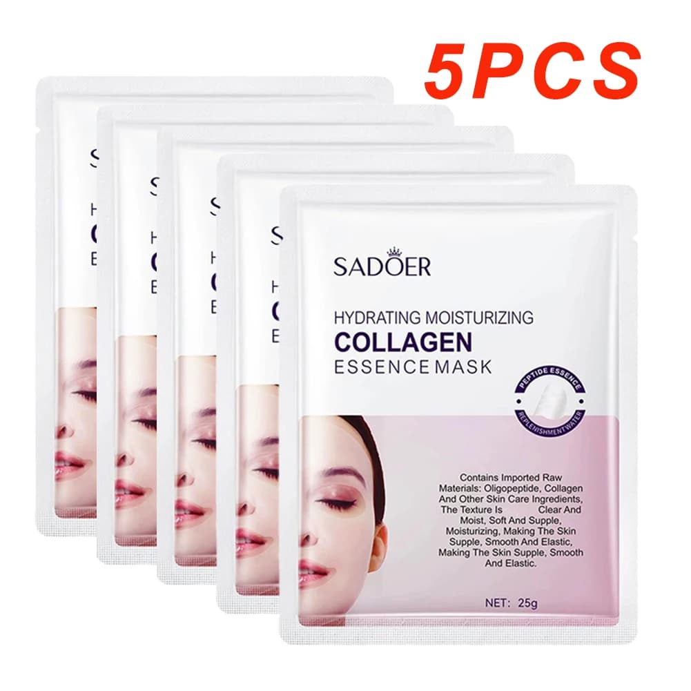 Masque facial hydratant à l'acide hyaluronique et au collagène, soins de la peau, masque en feuille,