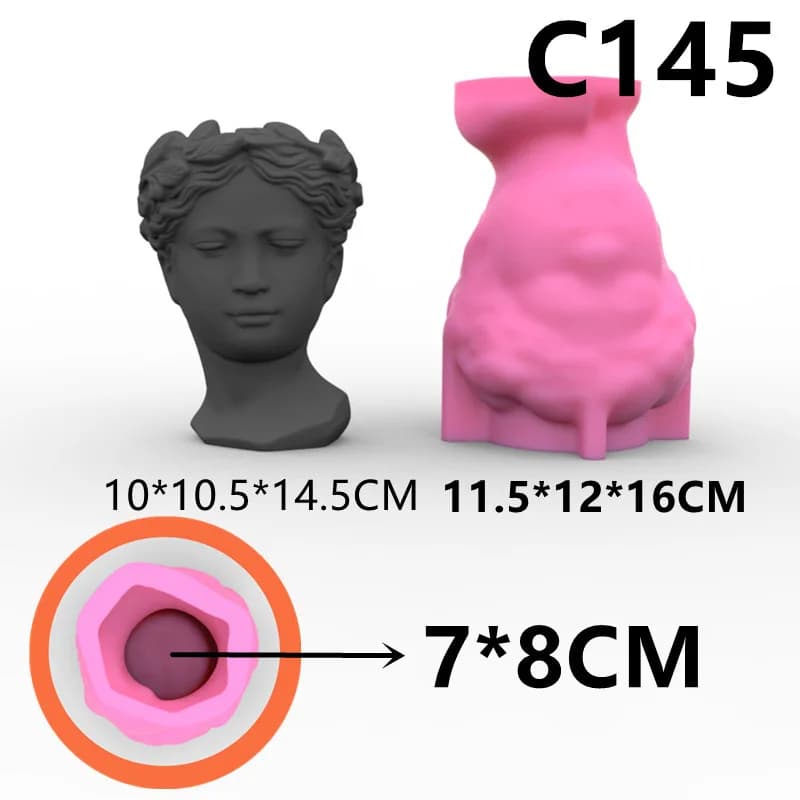 Moule en silicone pour pot de résine de statue de Vénus, moule en béton de vase de déesse grecque, p