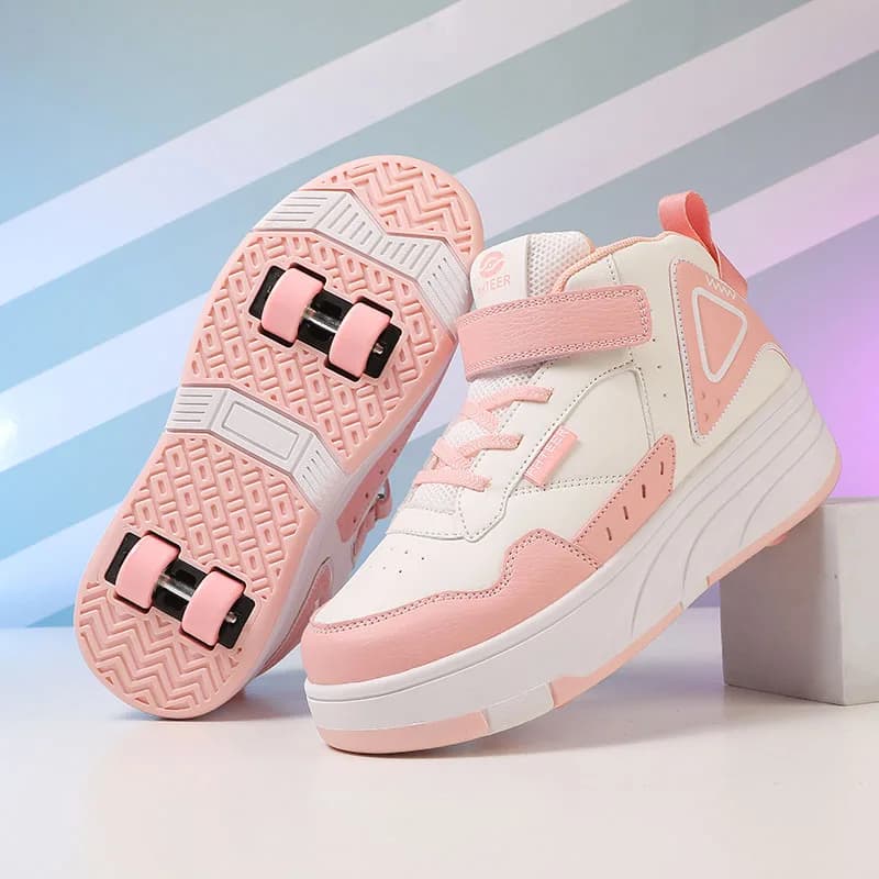 Chaussures de patins à roulettes pour enfants, baskets de sport à la mode, de course à 4 roues, cade
