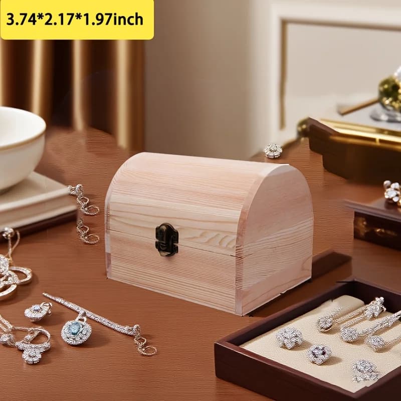 Boîte en bois coffre au trésor, organisateur de rangement de bijoux, boîte en bois inachevé, boîte a