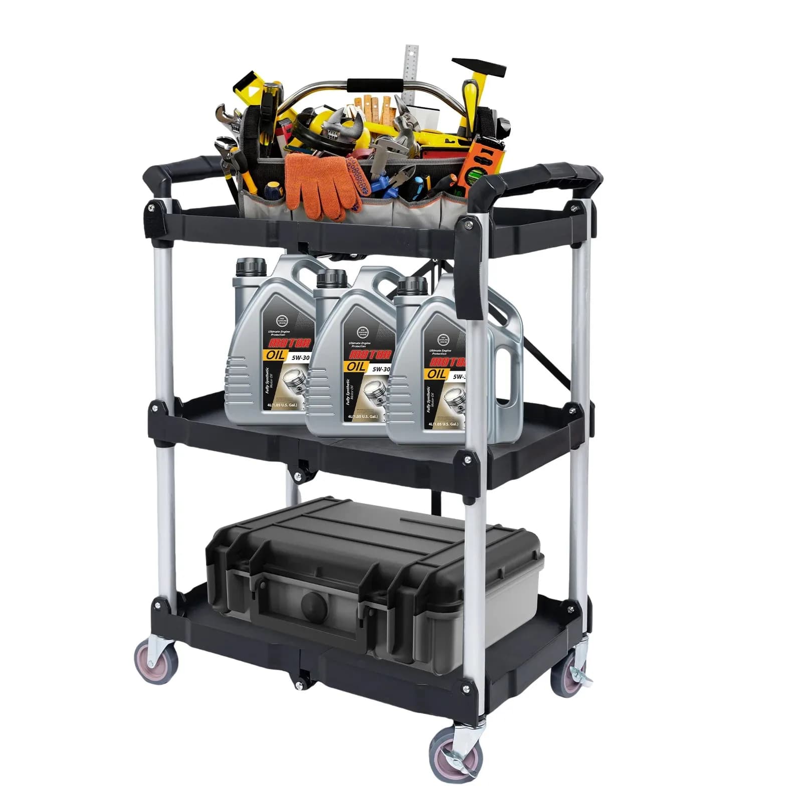 Chariots de service pliables avec roues, outil de roulement utilitaire portable, chariot de garage, 