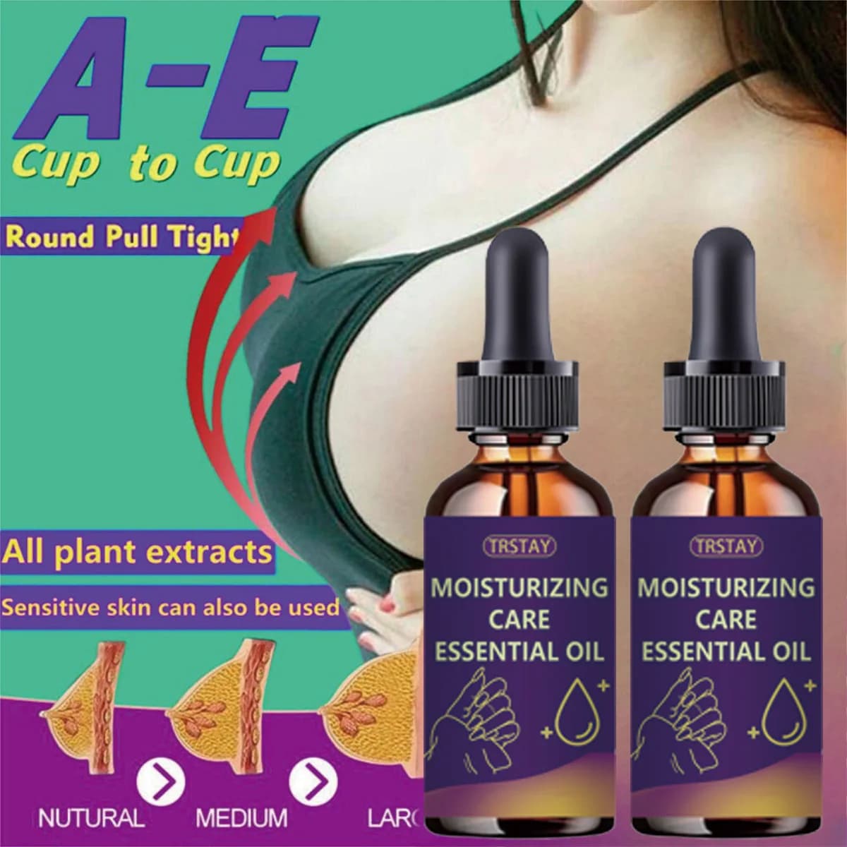 L'huile essentielle de massage du sein augmente la taille musculaire, soulève et resserre, bio huile