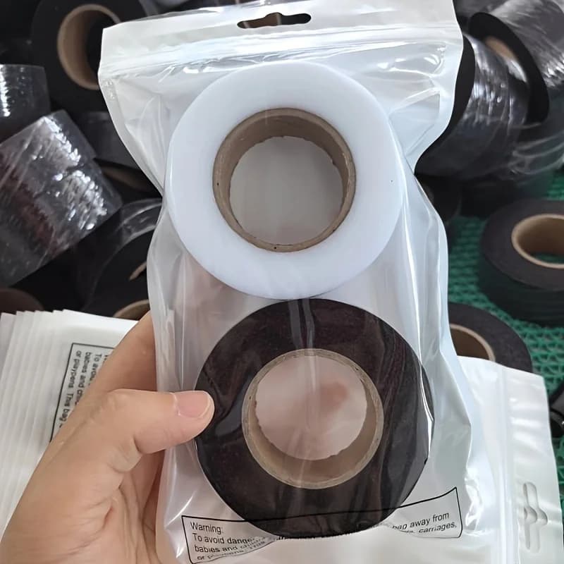 Rouleau de tissu adhésif Double face noir et blanc, 2 rouleaux, pour vêtements, fer sur ourlet, ruba