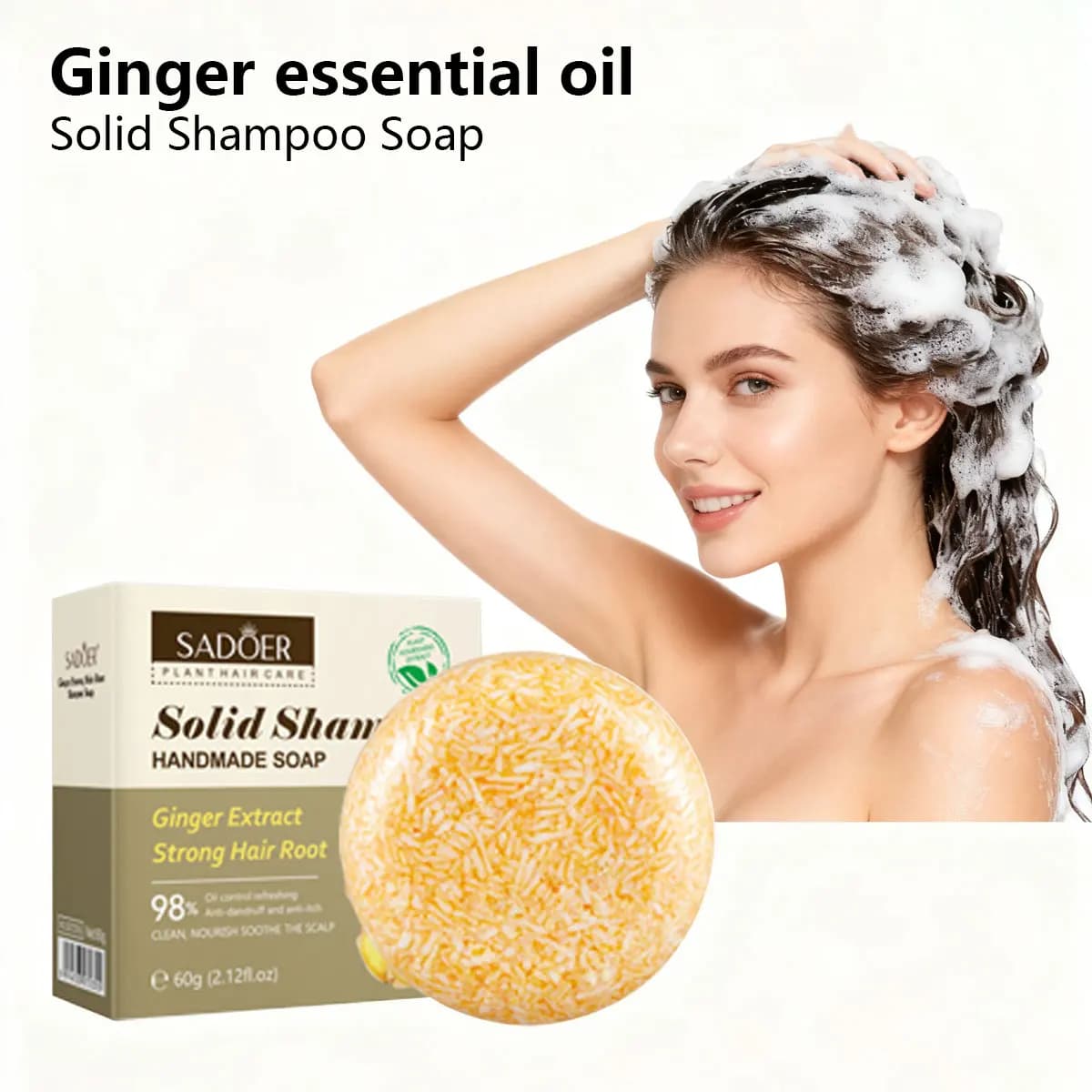 Savon shampooing aux huiles essentielles de gingembre Jojoba, savon de soin des cheveux, hydratant e
