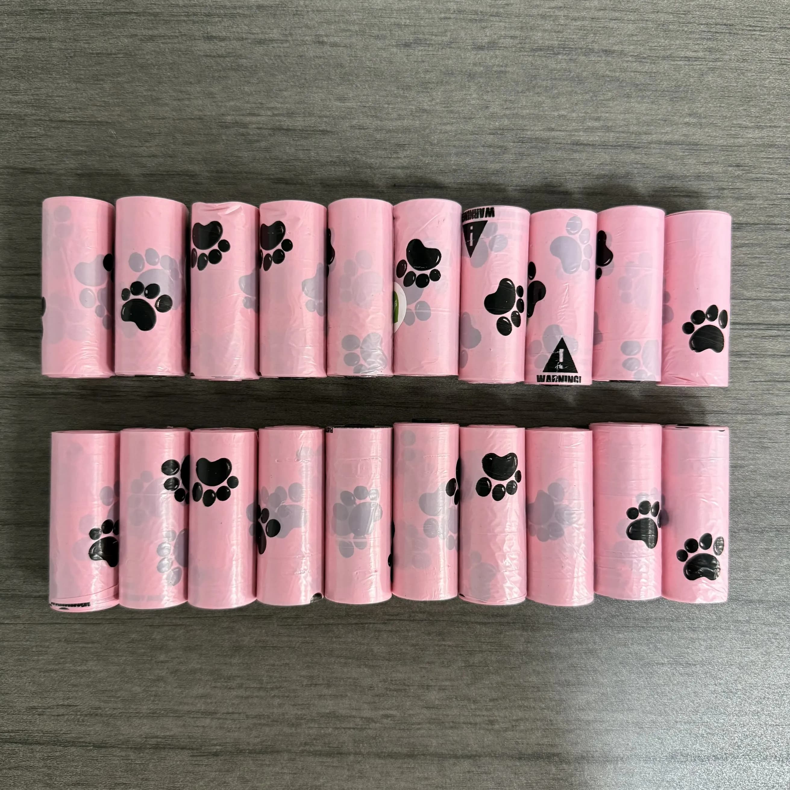 pink20rolls Biodégradable, avec motif de patte - polyéthylène épais pour un nettoyage facile, une du