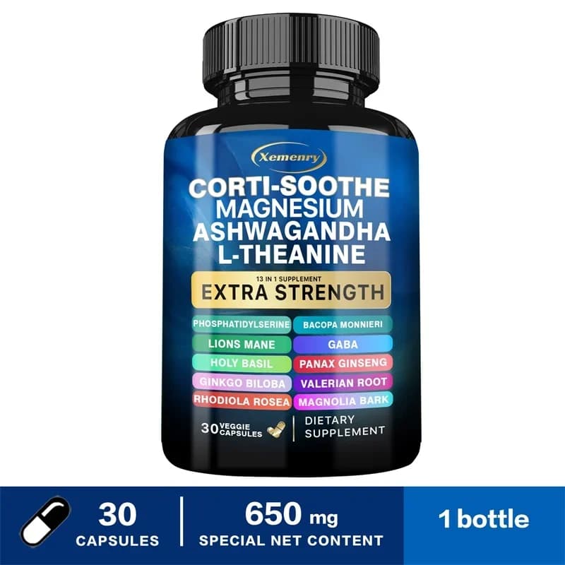 Corti-Soothe Cortisol au magnésium, Ashwagandha, L-Theanine - Capacité naturelle pour réguler la Cor