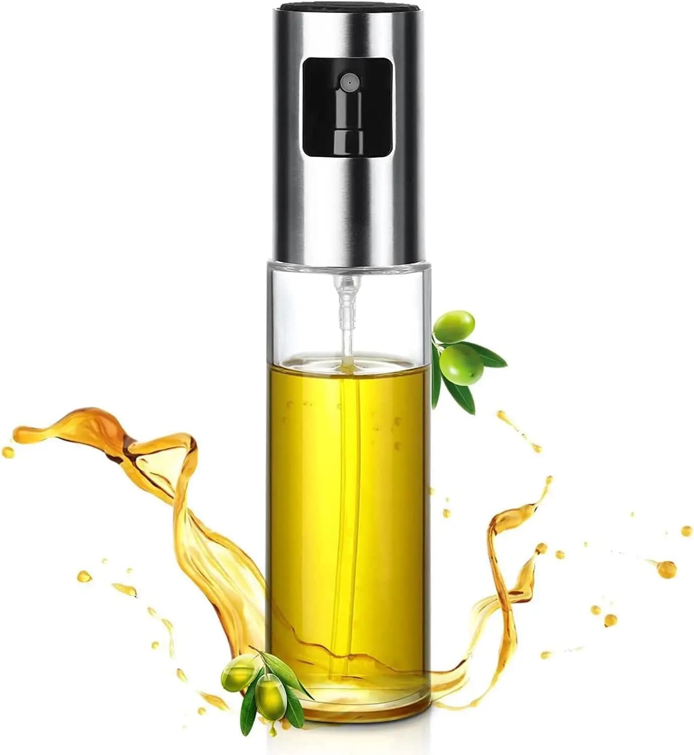 Pulvérisateur d'huile 100 ml - Acier inoxydable et verre, résistant aux chutes, distributeur d'huile