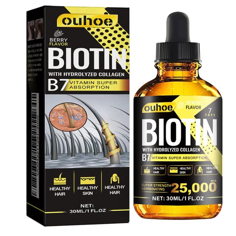 Nutrition biotine gouttes liquides huile essentielle collagène B7 huile de vitamine OUHOE racine de 