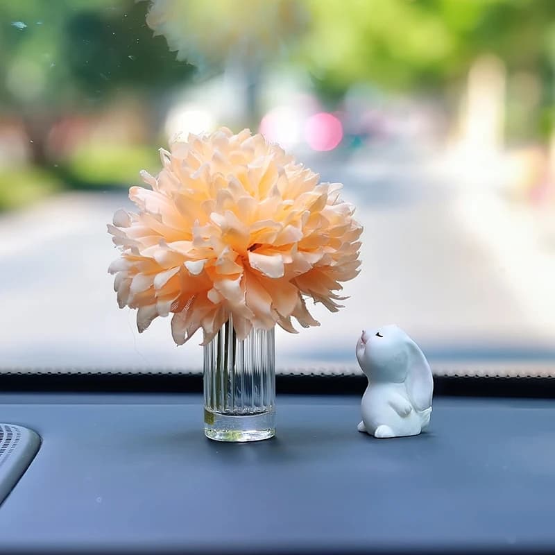 Lapin anti-fleurs mignon, décoration intérieure de voiture, ornements, Console centrale automobile,