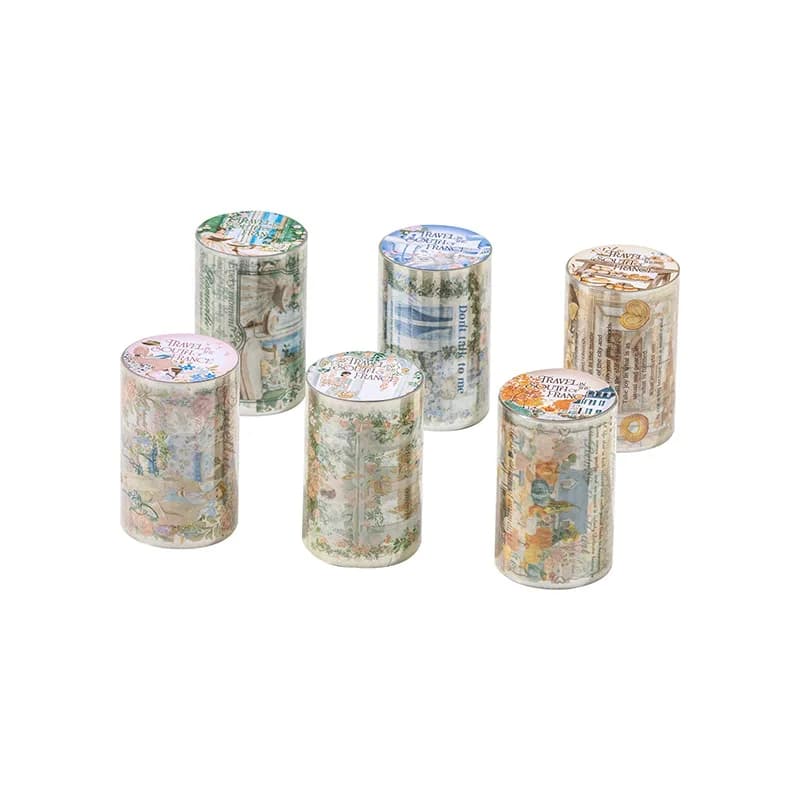 1 rouleau/2 rouleaux de ruban décoratif PET style romantique, série Voyage en France du Sud, pour jo