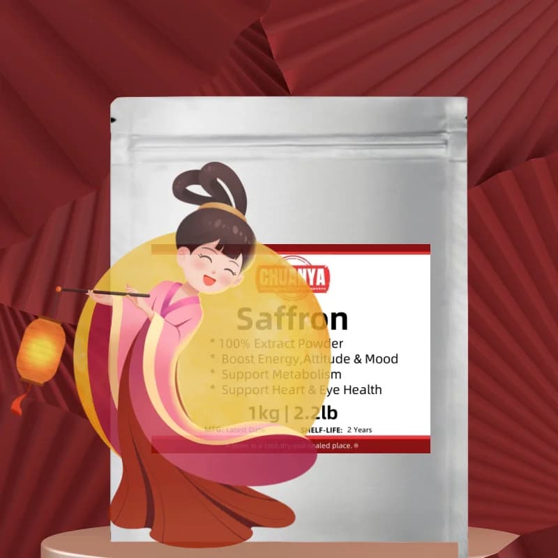 Poudre d'extrait de safran personnalisée 50g-1000g, emballage de sac en aluminium, sacs en plastique