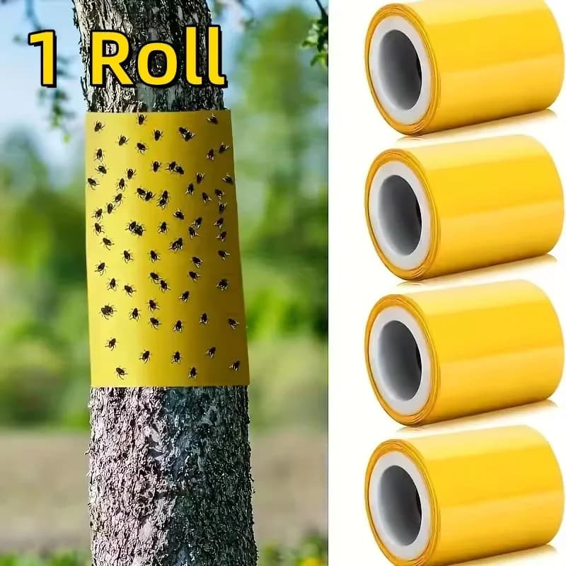 1 rouleau de ruban anti-insectes jaune double face pour empêcher les insectes, les fourmis et les mi