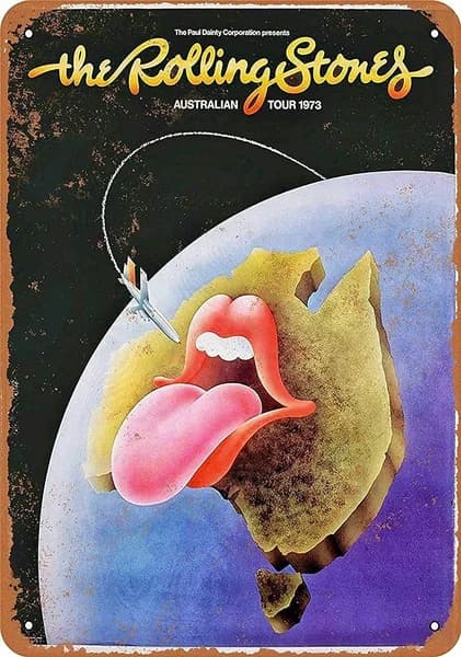 The Rolling Stone 18-Panneau en Aluminium Vintage, Décoration Murale Rétro en Métal