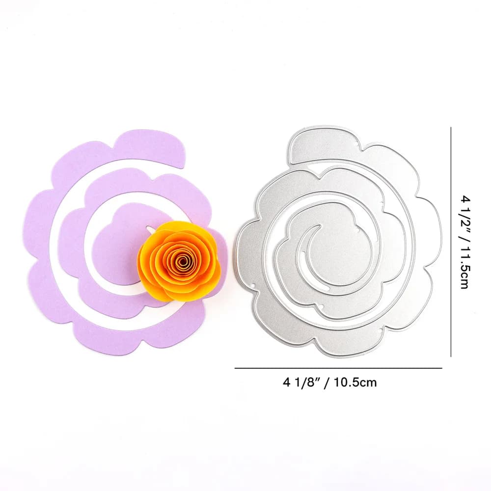 Grand ensemble de matrices de découpe de fleurs roulées, Rose roulante en spirale 3D, guirlande de 1