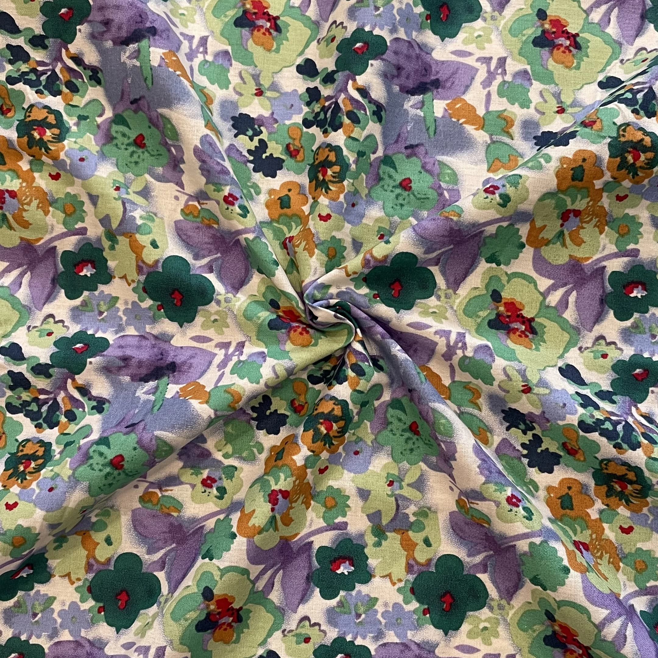 Tissu popeline 100% coton à motifs de fleurs peintes à l'huile vertes pour la couture de vêtements p