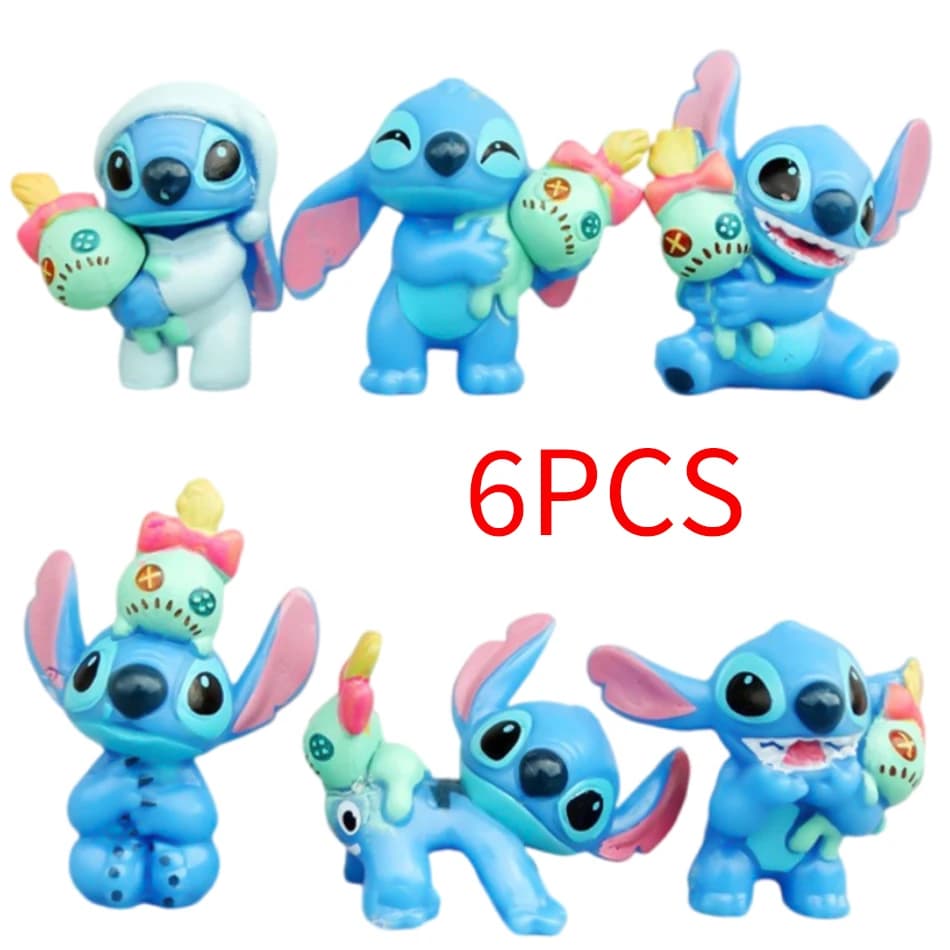 Figurines de dessin animé Lilo & Stitch, 6 pièces/12 pièces, collection de mini-modèles mignons, déc