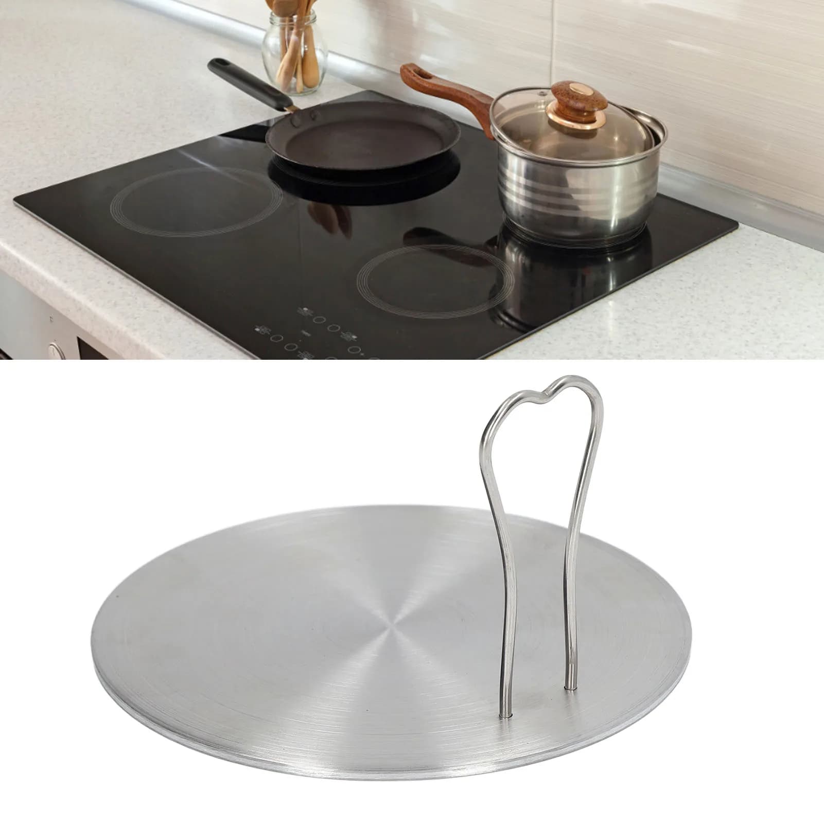 Plaque de cuisson diffuseur de chaleur avec poignée sûre et pratique, plaque convertisseur à inducti