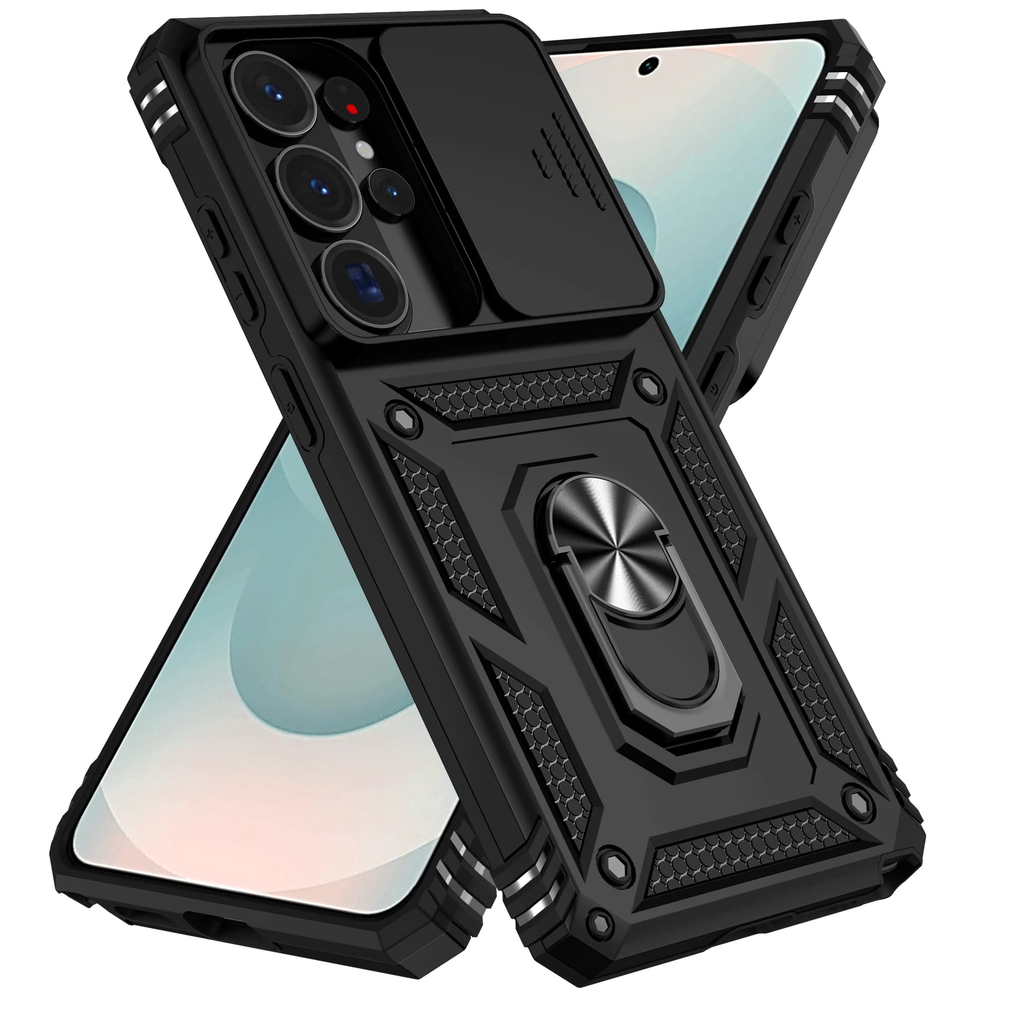Étui de protection militaire avec objectif de caméra coulissant rotatif pour Samsung Galaxy S26 S25 