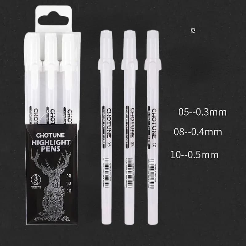 Stylos gel en rouleau Gelly, marqueur à surbrillance blanche pour la journalisation, le dessin d'art