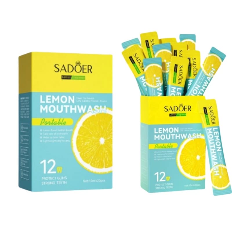 20 pièces de 10 ml de bain de bouche au citron Sadoer, riche en extrait de citron (agrumes), au parf