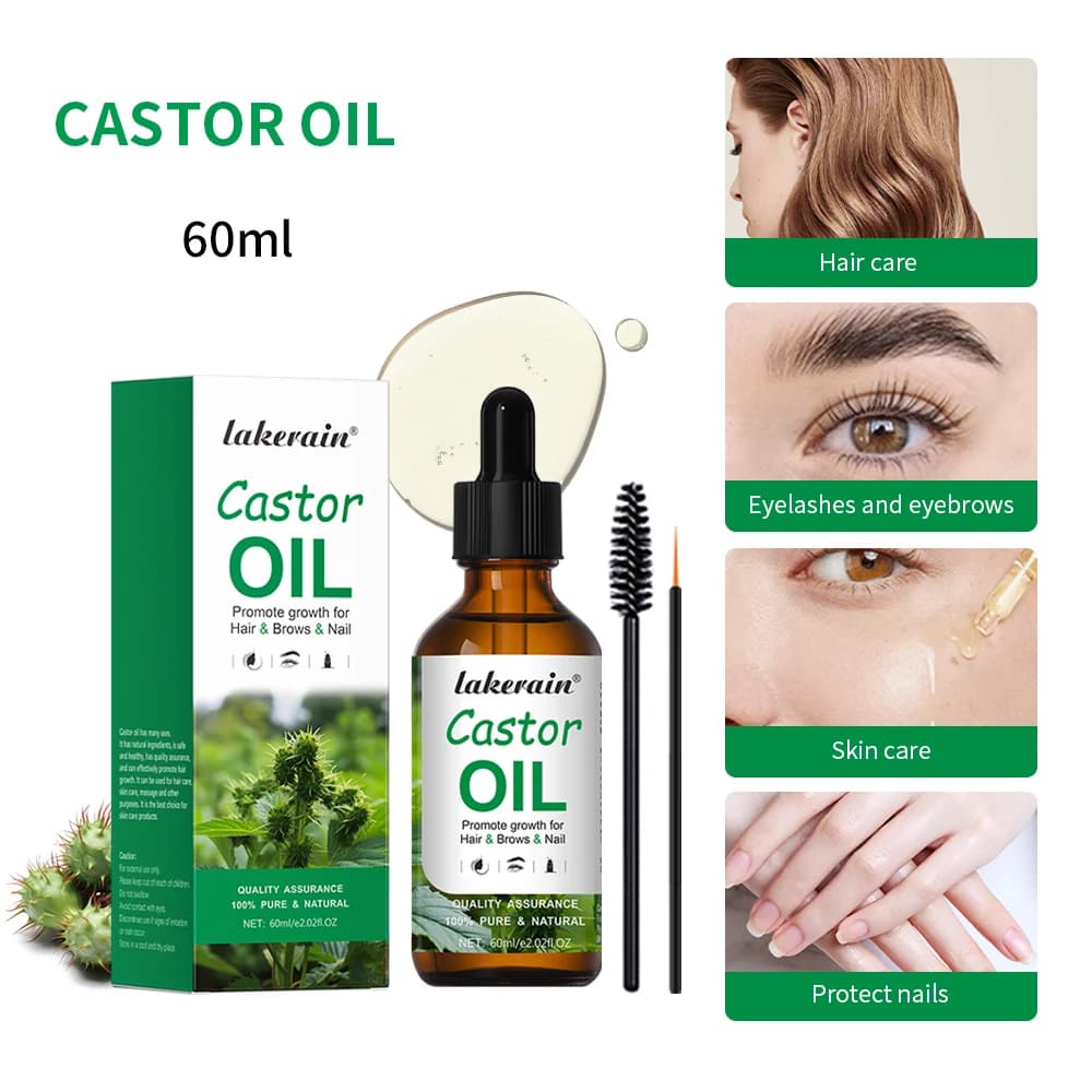 Huile de massage hydratante pour l'aromathérapie, huile de ricin, 100% pure croissance des cils, sou