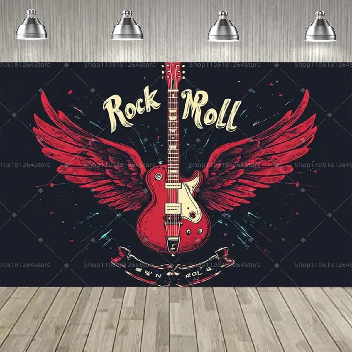 Rock Roll – décoration de fête à thème musical, arrière-plan pour événement musical, guitare, Microp
