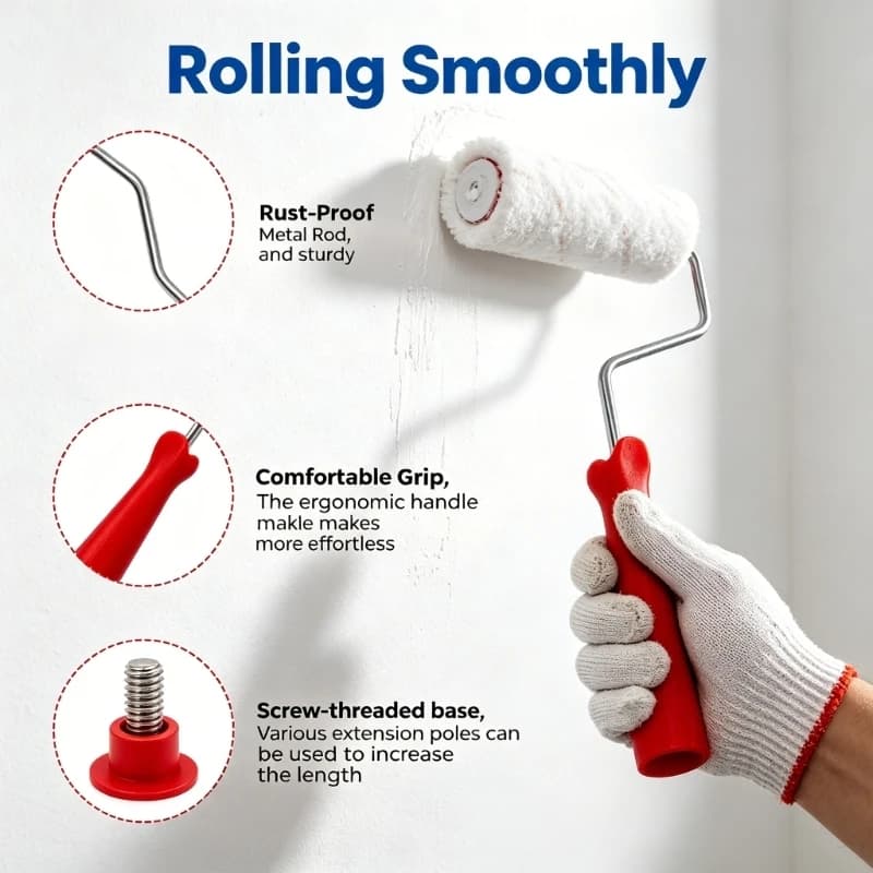 Rouleau peinture en laine haute densité, pinceau Portable avec manche en plastique pour peinture art