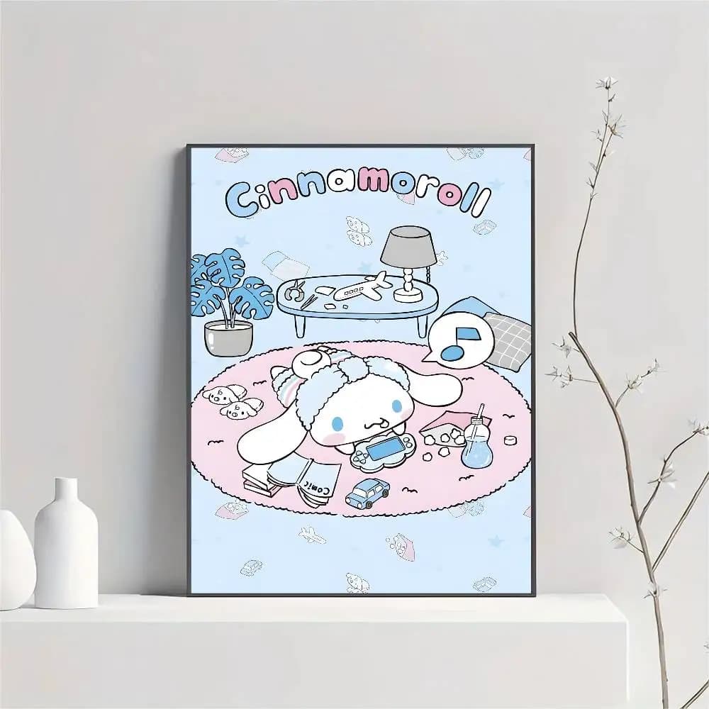 Affiches autocollantes de dessins animés mignons CinnamorollS, décorations murales de haute qualité,