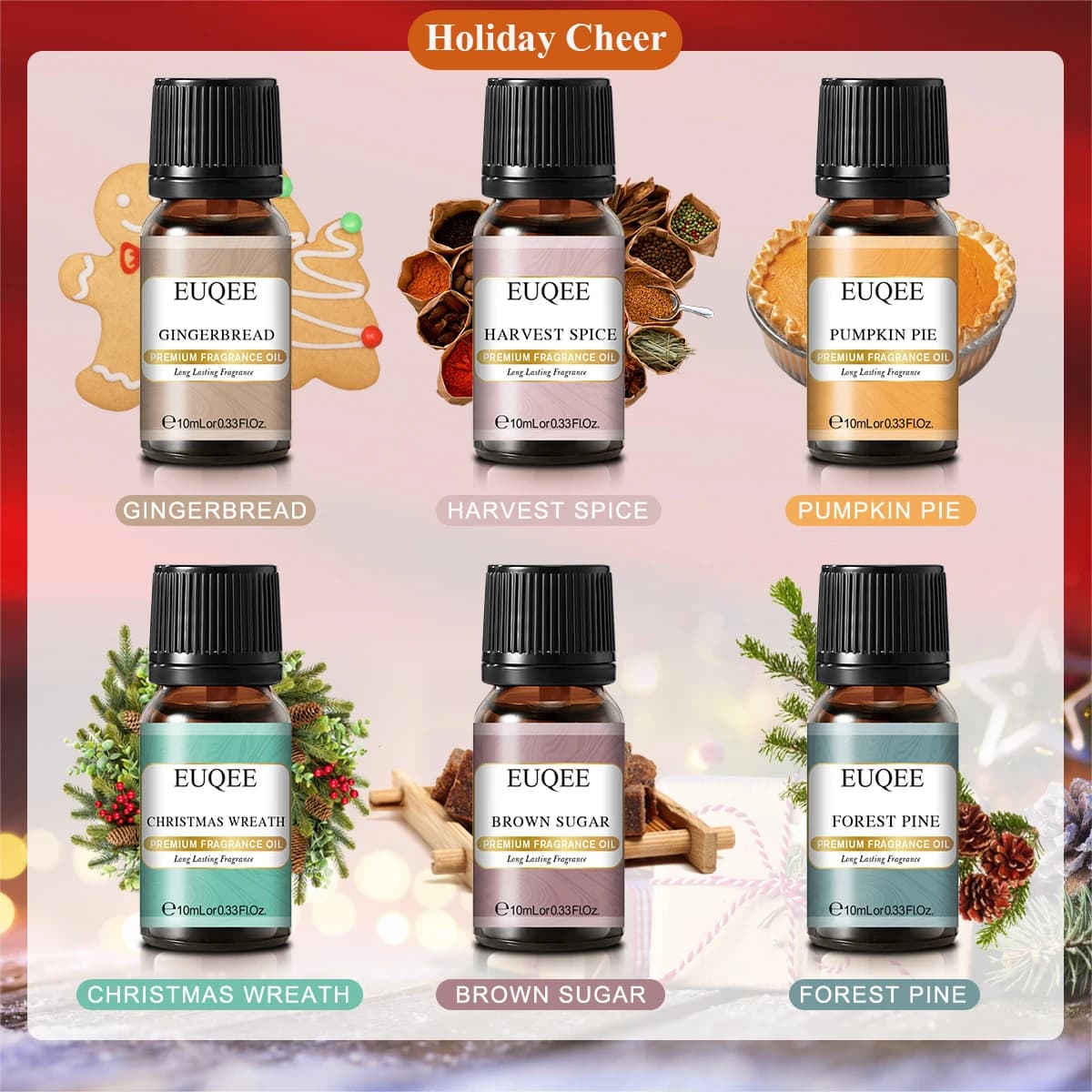 EUQEE 6 pièces/ensemble huile parfumée cadeau Kit pour diffuseur café boulangerie récolte épices cit