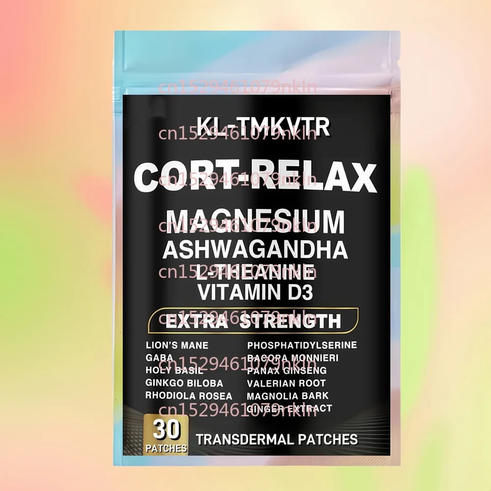 30 Patchs Transdermiques de Cortisol avec Glycinate de Magnésium, L-Théanine, Crinière de Lion pour 