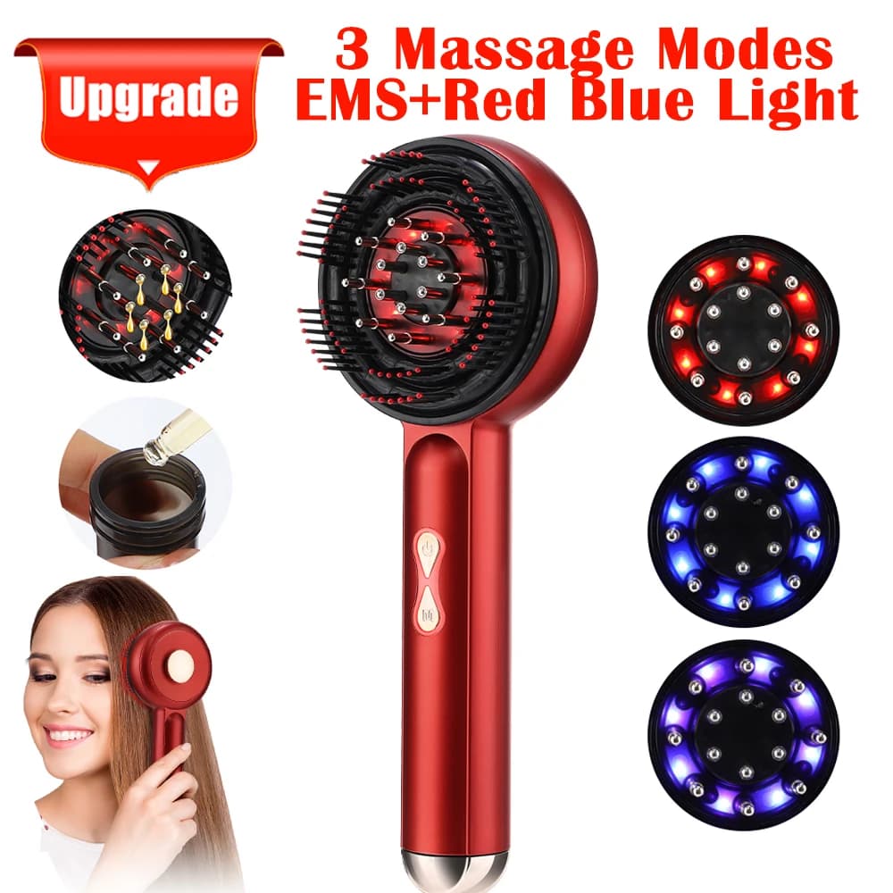 Peigne de Massage électrique à vibrations, thérapie à la lumière rouge, brosse de Massage pour la cr