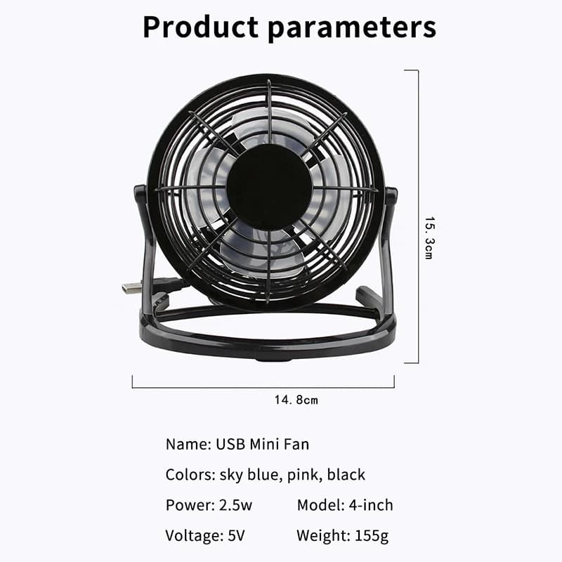 Ventilateurs silencieux rotatifs de 4 pouces, mini ventilateurs de bureau USB pour ordinateur portab
