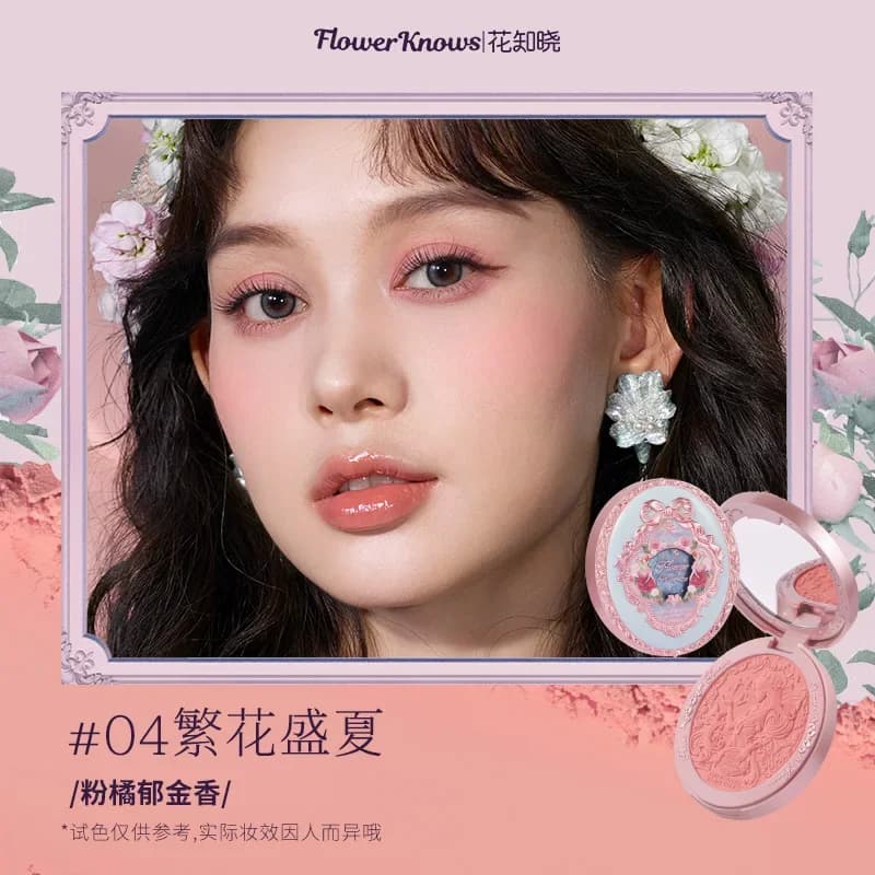 Flower Knows Midsummer Fairytales Series Blush, Blush en relief, Crème luxuriante, Durable, Naturel,